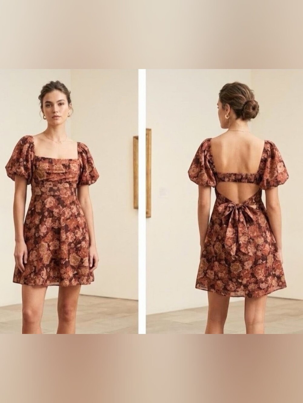 Altar'd State Brown Open Back Mini Dress Jrs Large
